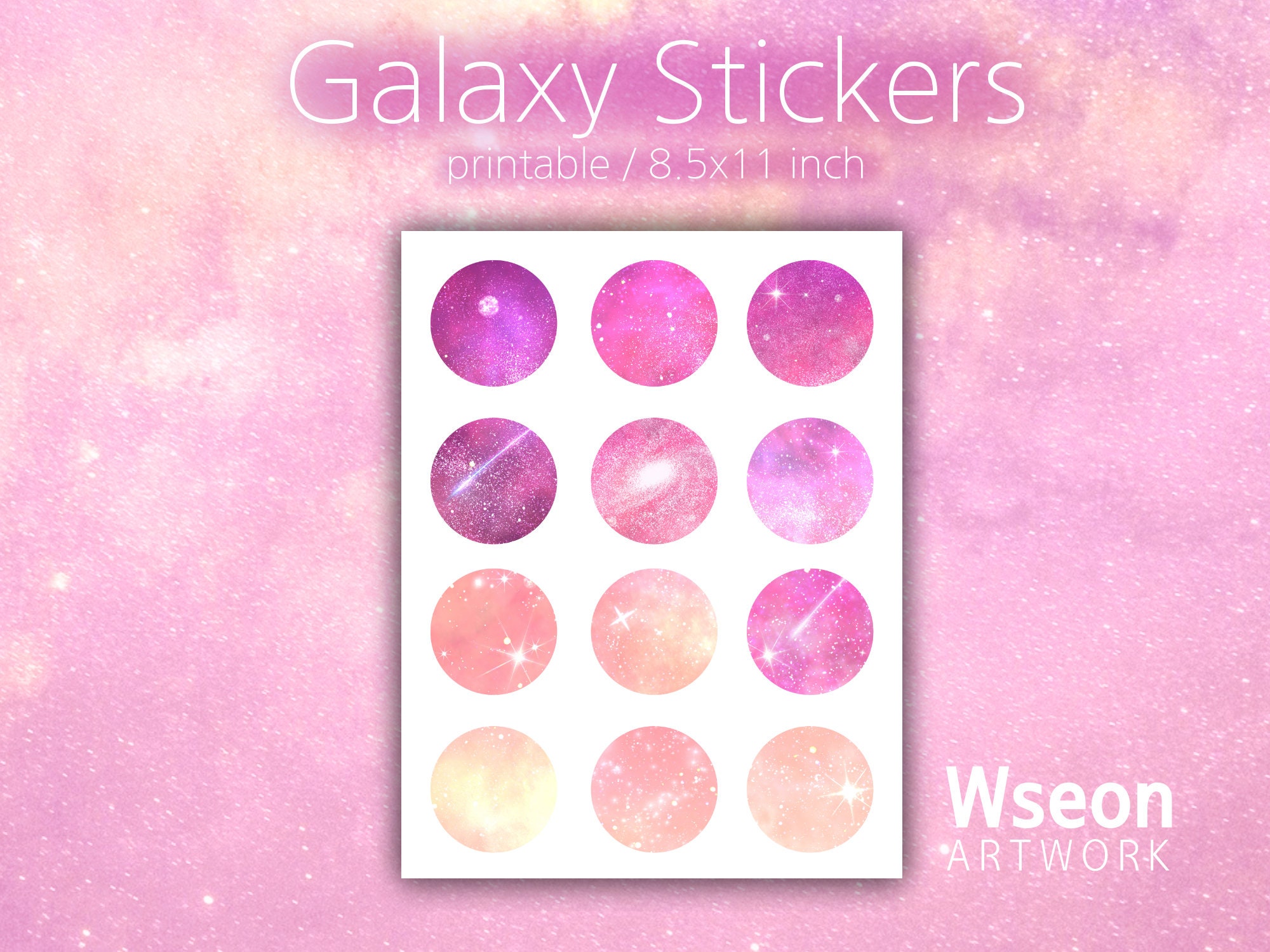Galaxy Stickersheet Bullet Journal Universe Stickers, Cute Space Sticker, Celestial  Stickers, Stars Moons and Planets Scrapbook 