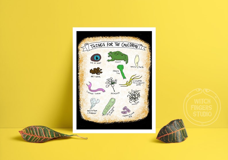 Fall Office Autumn Halloween Kitchen Decor Illustration Wall Art for Bedroom Foodie Art Print Witch/'s Brew Things for the Cauldron