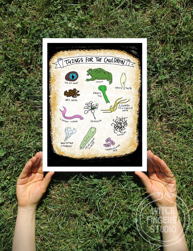 Fall Office Autumn Halloween Kitchen Decor Illustration Wall Art for Bedroom Foodie Art Print Witch/'s Brew Things for the Cauldron