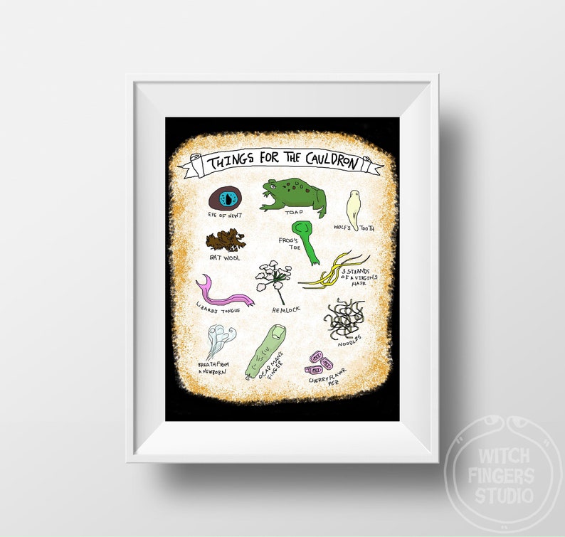 Fall Office Autumn Halloween Kitchen Decor Illustration Wall Art for Bedroom Foodie Art Print Witch/'s Brew Things for the Cauldron