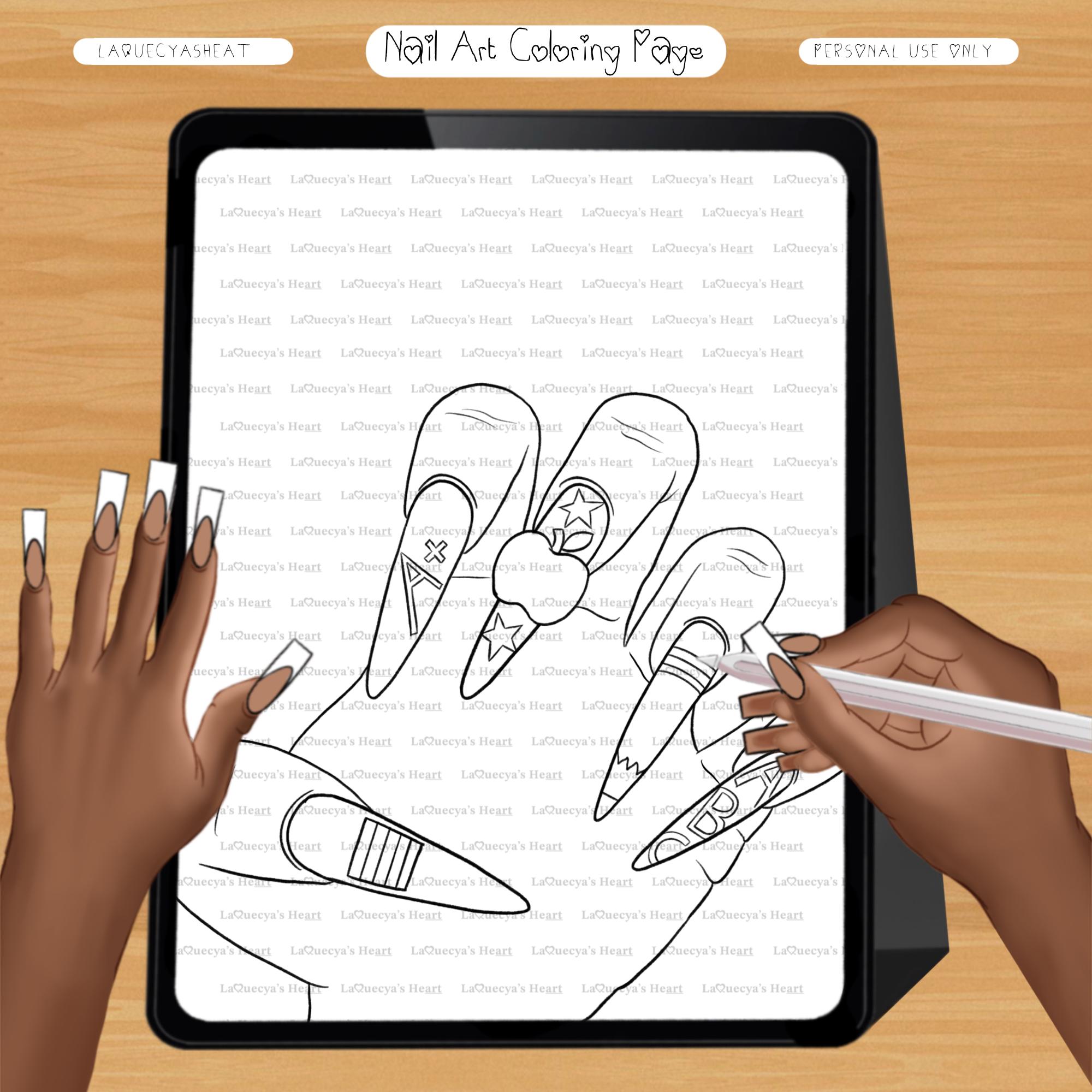 Procreate Normal Nails Hand Drawn Coloring Page - Nail Art - Procreate Illustration - Etsy