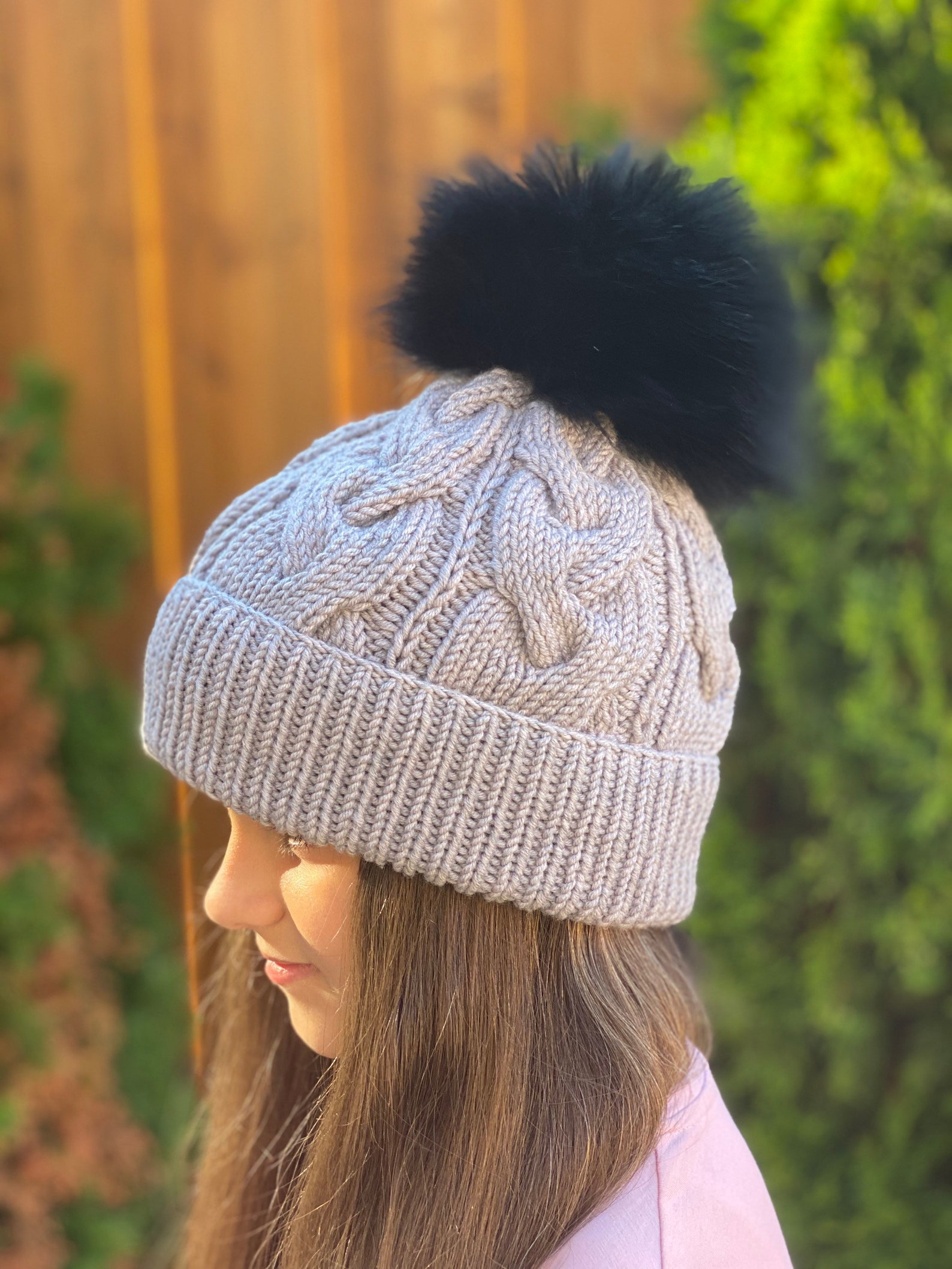 Knitted Hat With Pom Pom Etsy