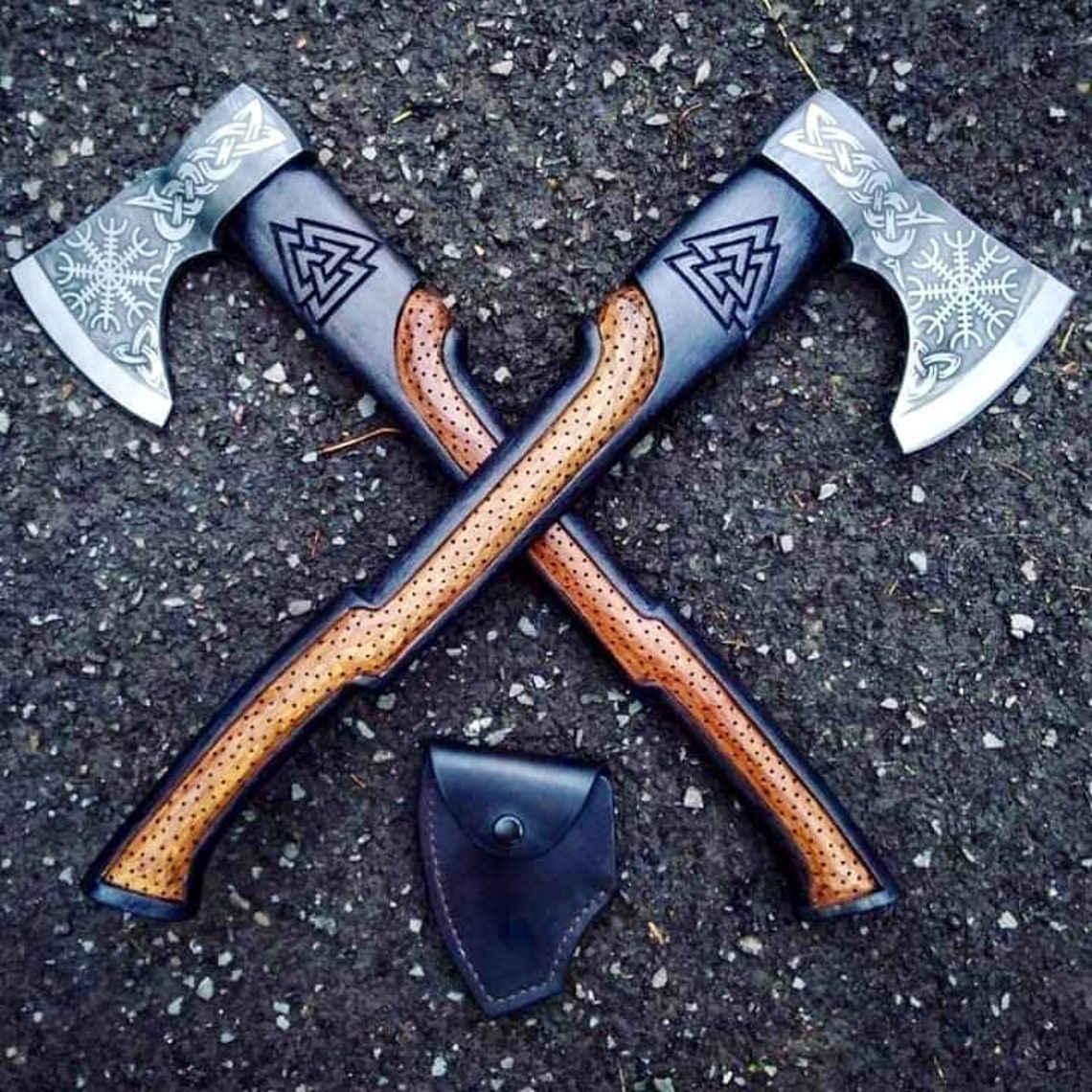 ENGRAVE Real Damascus Steel Celtic Axe Viking Style Axe Etsy