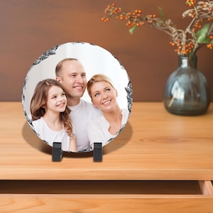 Custom Slate Photo Gift - Personalized Slate Photo Frame for Anniversaries, Weddings, Birthday&#39;s, Christmas, and Valentines-Stone Slate Gift