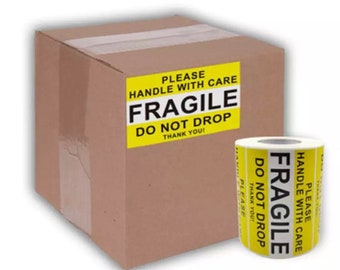 2.5” x 4”, 10cm x 6cm, Fragile Stickers. Please Handle With Care Fragile Do Not Drop Thank You Labels