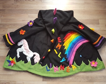 Veste pointue "Rainbow Unicorn" taille souhaitée veste fille veste polaire personnalisée