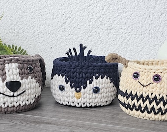 Panier au crochet avec l'animal de votre choix, solution de rangement pour la chambre d'enfant