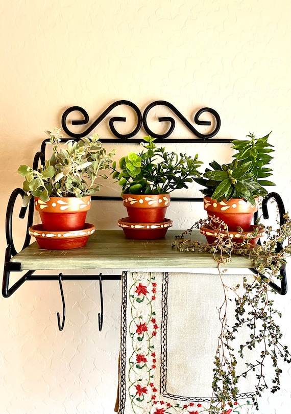 Wrought Iron Shelf With Plantershanging Shelfwrought Iron Etsy