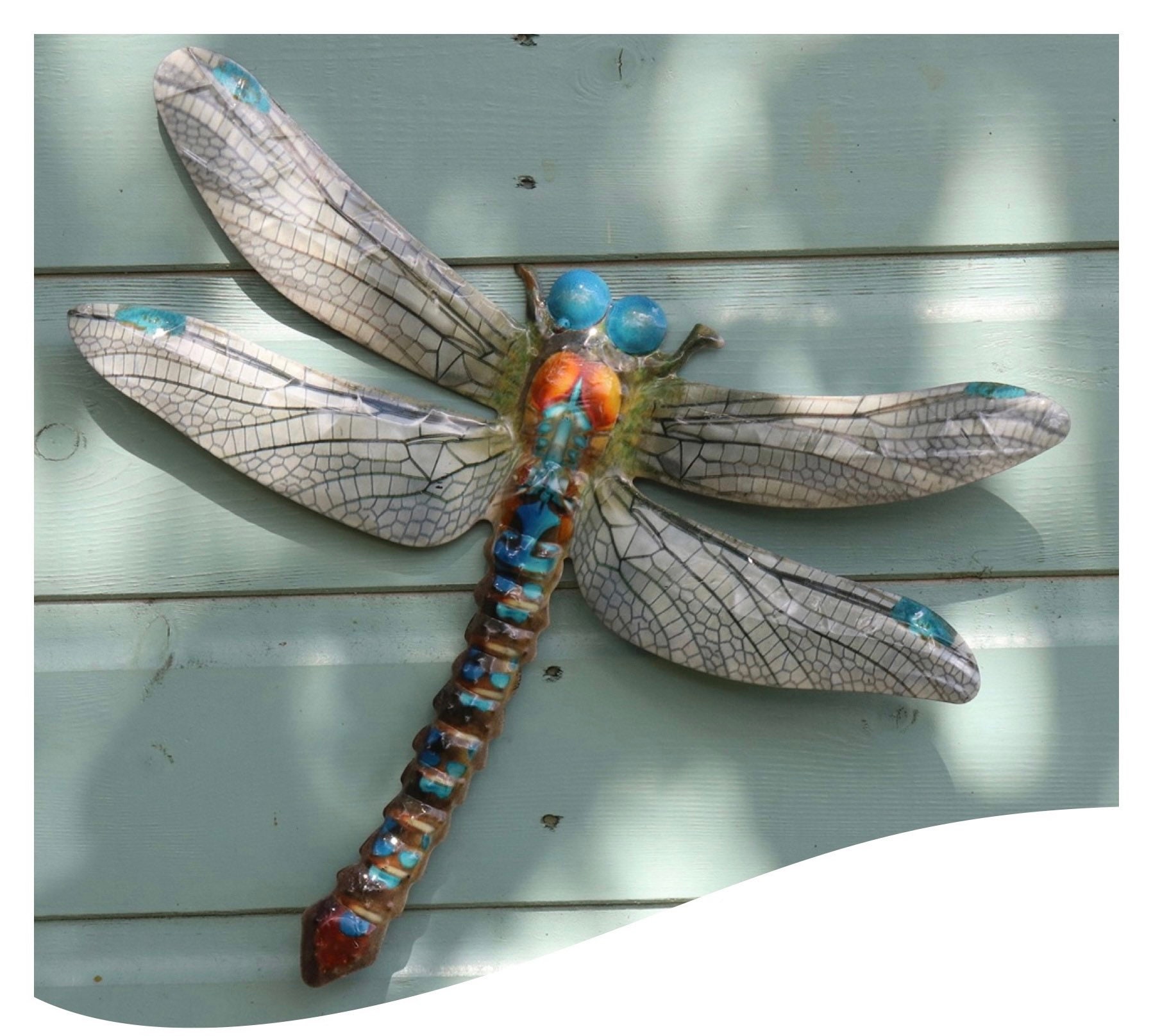 Large Dragonfly Garden Wall Art Handcrafted Metal Garden Etsy UK