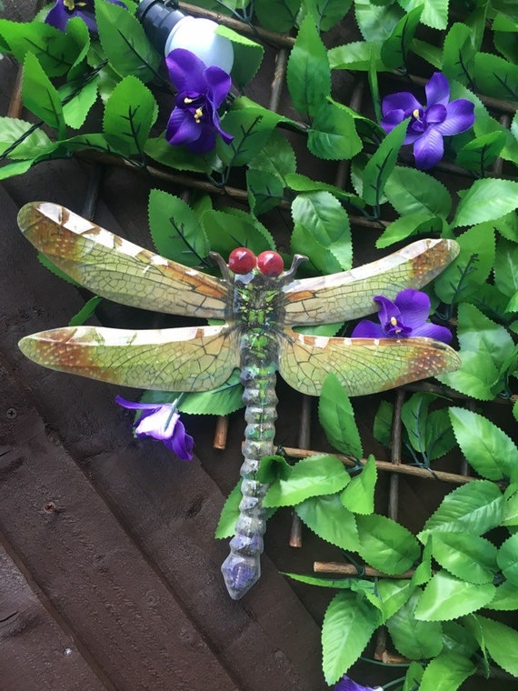 Large Dragonfly Metal Wall Art Handcrafted Garden Ornament Etsy