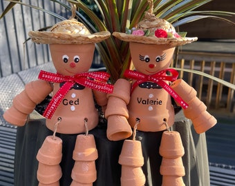 9th Pottery Anniversary Gift, Personalised Plant Pot Person, Flowerpot Man Garden Ornament, Terracotta Gift for Couple