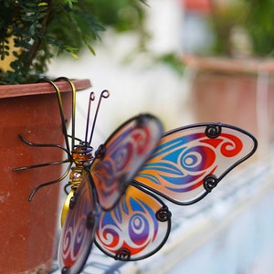 Glass wing Butterfly Honeybee Dragonfly Plant Pot hangers Garden Decor Ornaments Garden Gifts Gardener Butterfly Father’s day Gifts