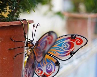 Glass wing Butterfly Honeybee Dragonfly Plant Pot hangers Garden Decor Ornaments Garden Gifts Gardener Butterfly Father’s day Gifts