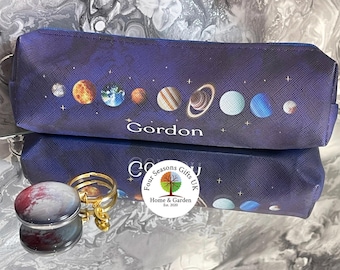 Personalised Solar System Pencil Case & Planet Keyring Set - Back to School Gift