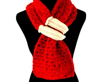 Red Scarf w/White Cinch Loops