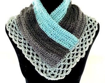 Mint Cowl with Grey Edging
