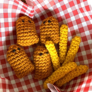 Chicken Nuggets and Fries Play Food | Hand Crocheted Chicken Nuggets & Fries Play Food | Chicken Nuggets Lovers Item |French Fry Lovers Item