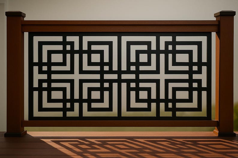 Geometric Pattern Railing Geometric Metal Privacy Screen: Outdoor Garden Panel, Wall Art - VSG16 ...