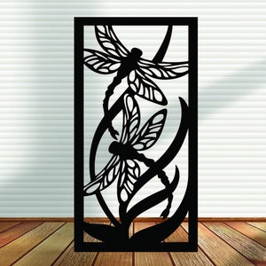 Metal Panel, Metal Privacy Screen, Fence, Decorative Panel, Wall Art, Garden Panel, Indoor & Outdoor - Dragonfly Flight