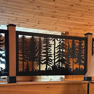 Decorative Rustic Railings, A Forest Scene, Metal Panel Insert, Railing ...