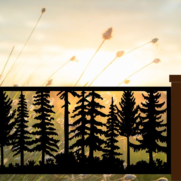 Decorative Rustic Railings, A Forest Scene, Metal Panel Insert, Staircase Railings,  Balcony Panels