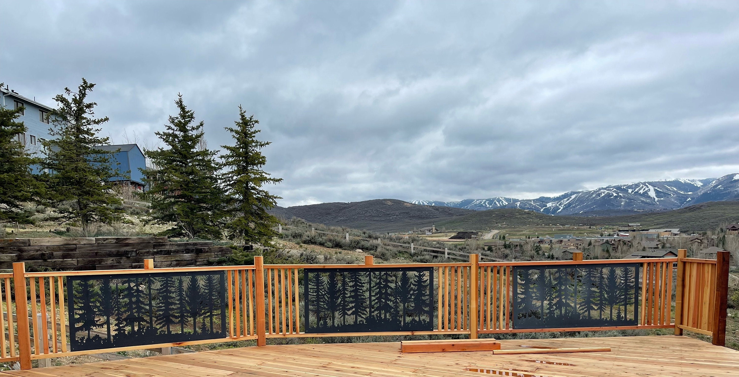 Decorative Rustic Railings, A Forest Scene, Metal Panel Insert, Railing ...