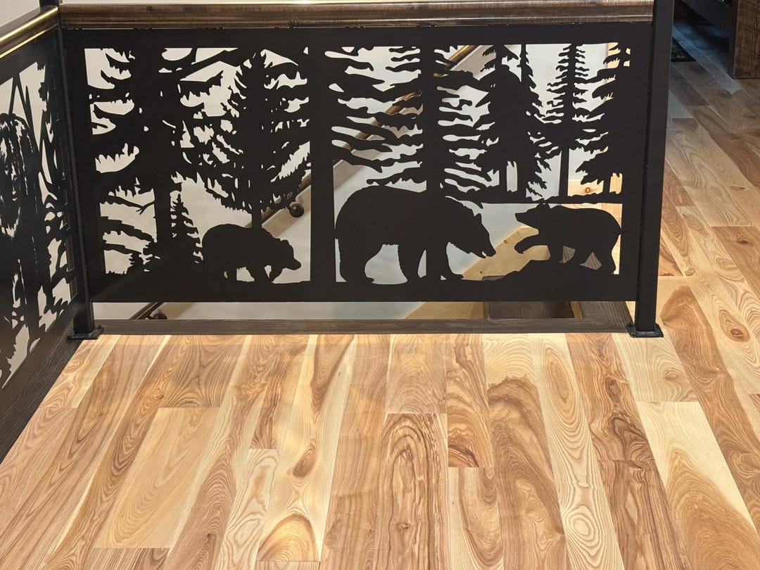 Wildlife Railing Decorative Rustic Railings, Bear Family in the Woods | Wildlife ...