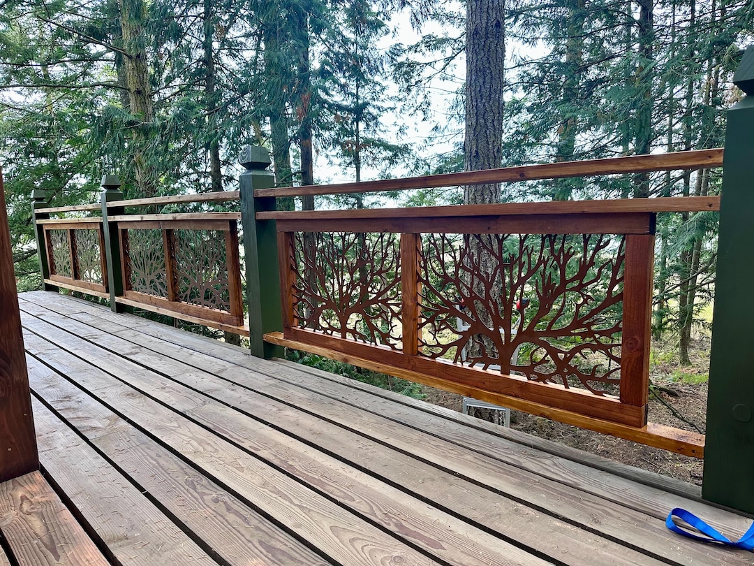 Rusty Patina Metal Tree Railing Insert, Privacy Screen, Garden Decor - Etsy