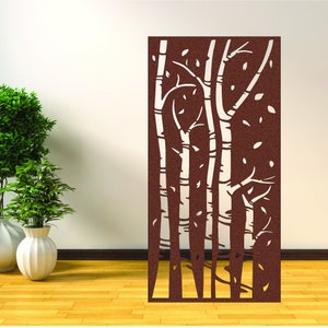 Privacy Panel, Privacy Screen, Garden Panel, Metal Fence, Divider, Yard Art, Metal Panel - Falling Birch Leaves MPD3