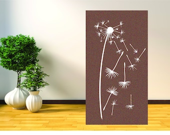 Privacy Panel, Metal Panel, Metal Privacy Screen, Rusty Patina, Decorative Panel, Wall Art, Garden Panel, Indoor & Outdoor -Dandelion