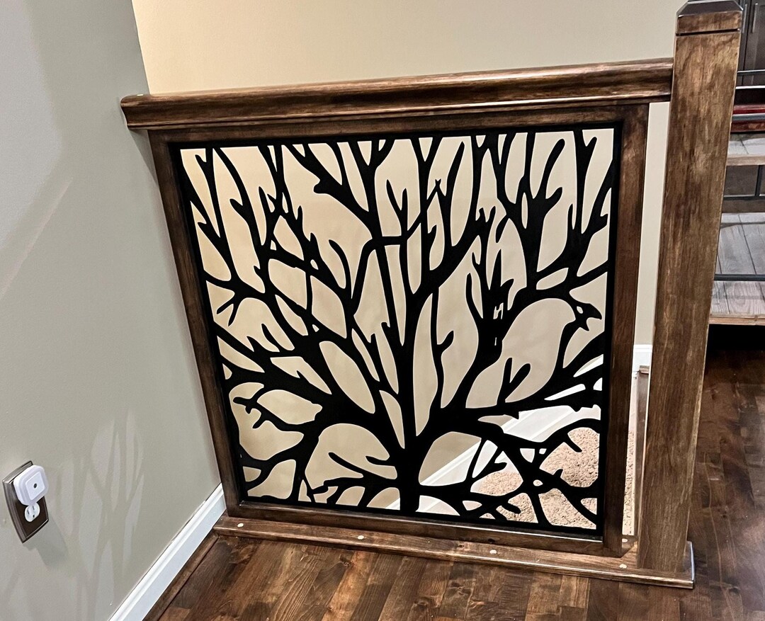 Metal Tree Railing Art, Metal Panel, Porch Privacy Screen, Fence ...