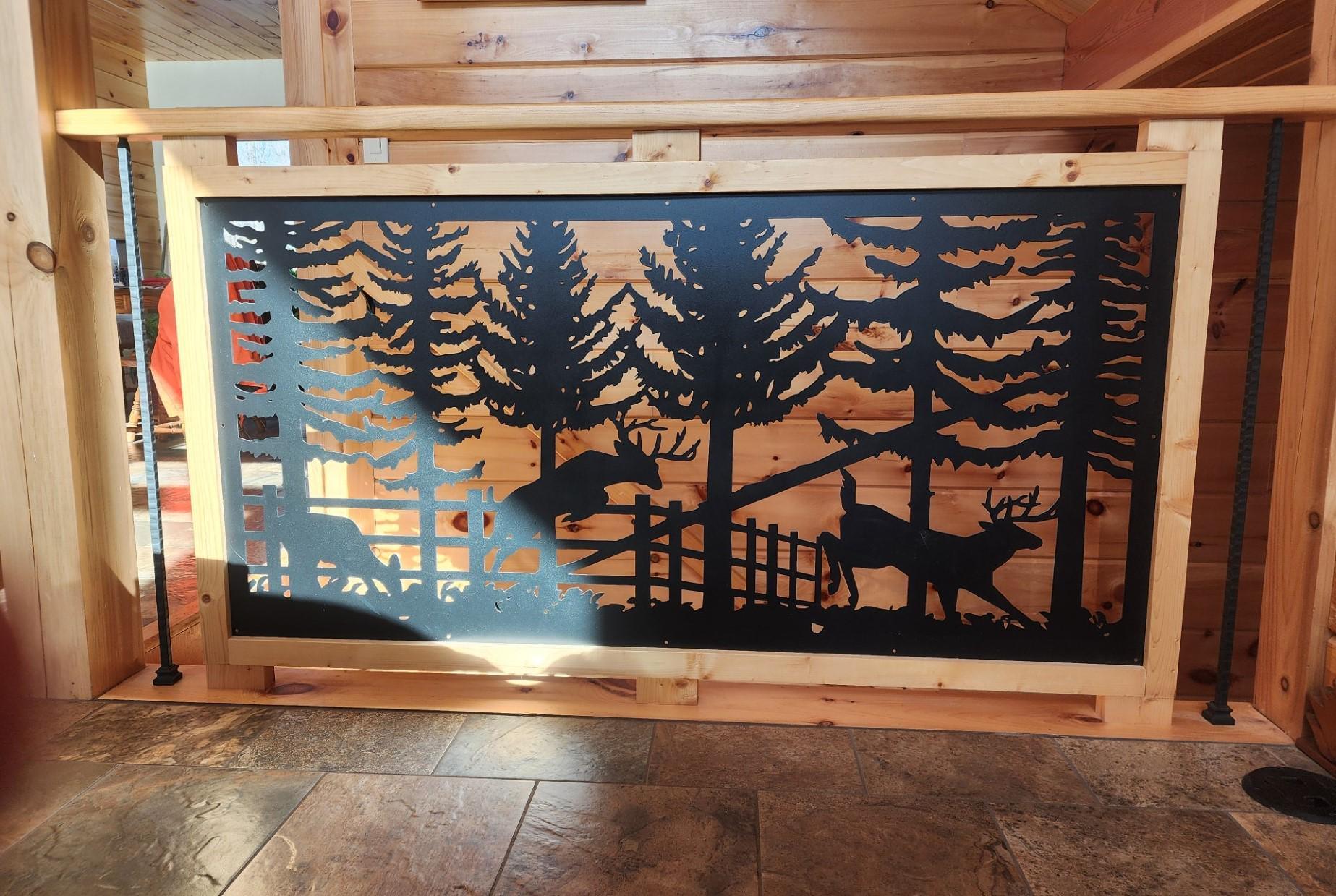 Wildlife Railing Decorative Rustic Railings and Metal Panel, Metal Insert, Staircase ...