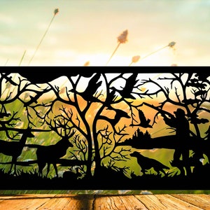 Decorative Rustic Railings, Metal Panel Insert, Staircase Railings,  Balcony Panels, Metal Insert- Hunting and Wildlife Scenery