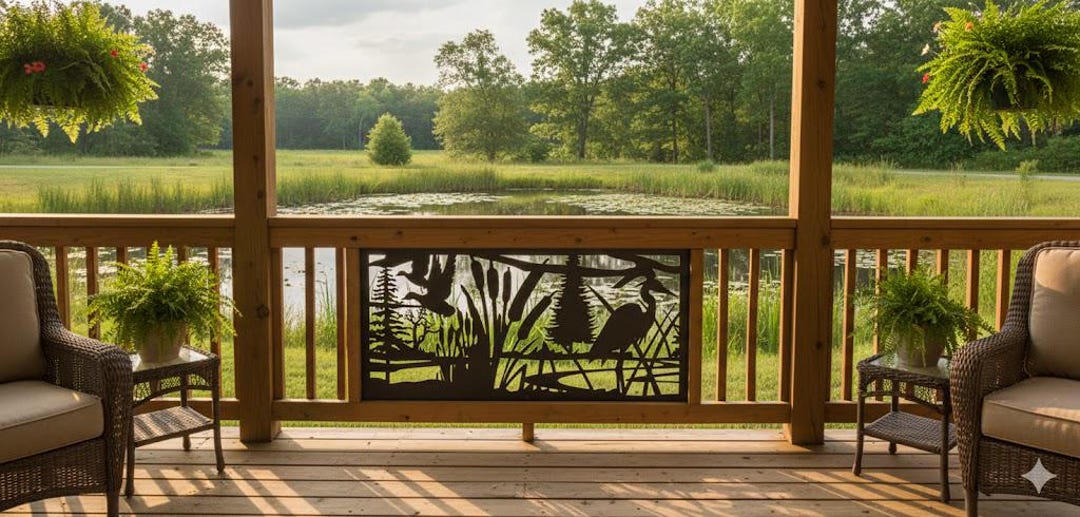 Loon Railing Inserts Rustic Metal Railing Insert, Wildlife Scenery, Heron and Ducks ...