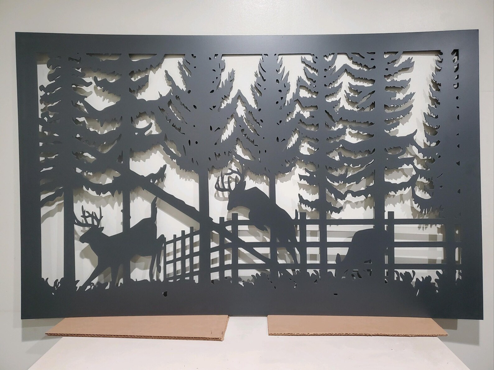 Deer Metal Wall Art, Railing Insert – Rustic Cabin Wildlife Scene ...