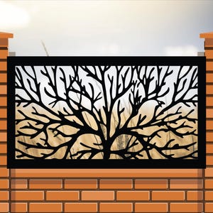 Tree Railing Insert, Metal Panel, Metal Privacy Screen, Fence, Decorative Panel, Wall Art, Garden Panel, Indoor & Outdoor - LCFG