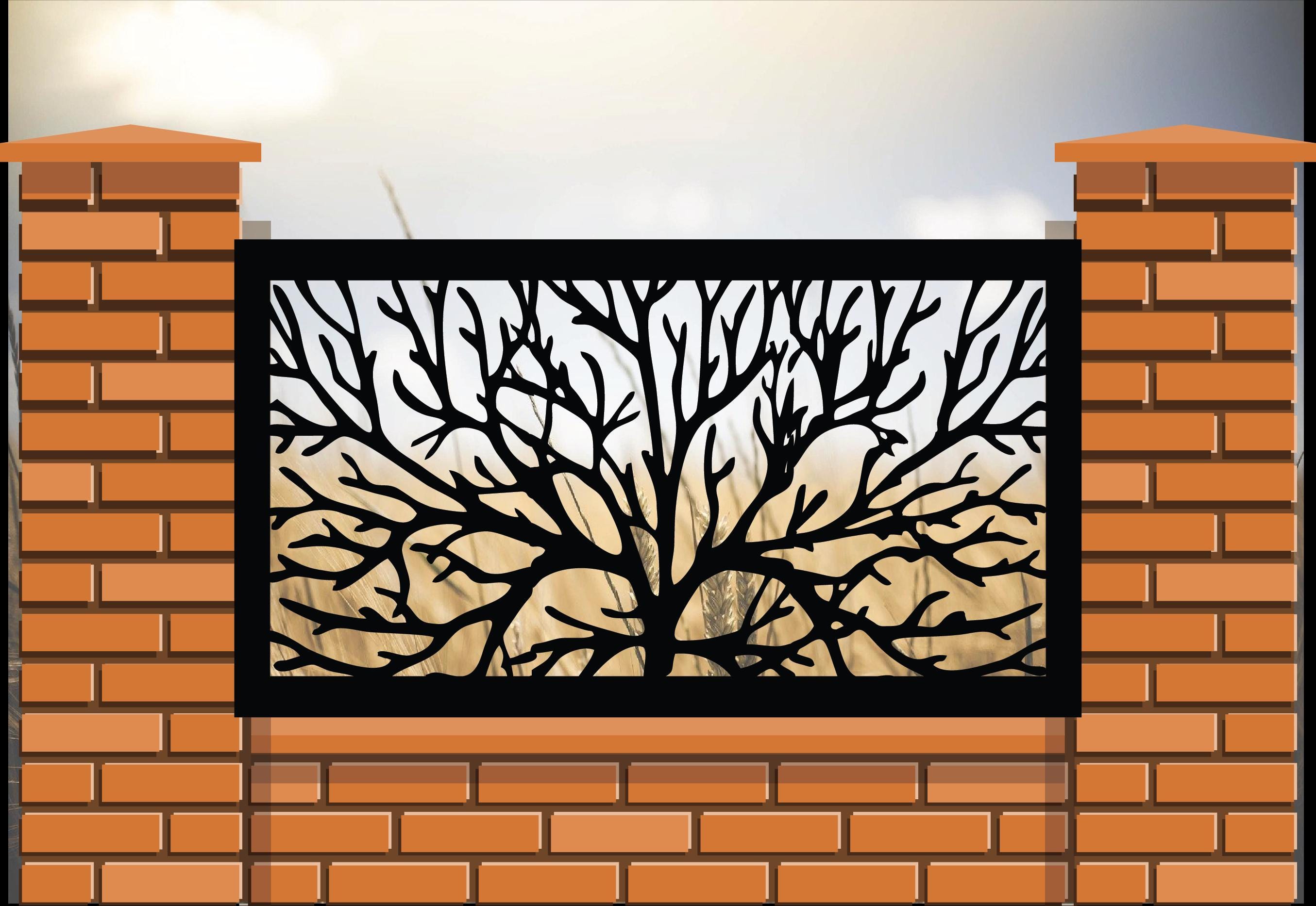 Tree Railing Insert, Metal Panel, Metal Privacy Screen, Fence ...