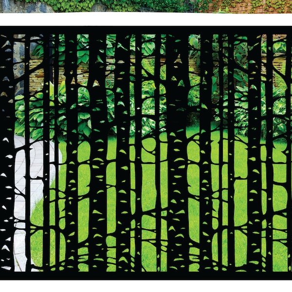 Metal Panel, Decorative Metal Panel, Deck Panel, Garden Privacy Screen- Birch Trees- LM1