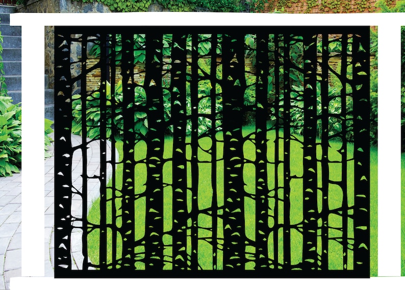 Birch Tree Railing Insert, Metal Panel, Decorative Metal Panel, Deck ...