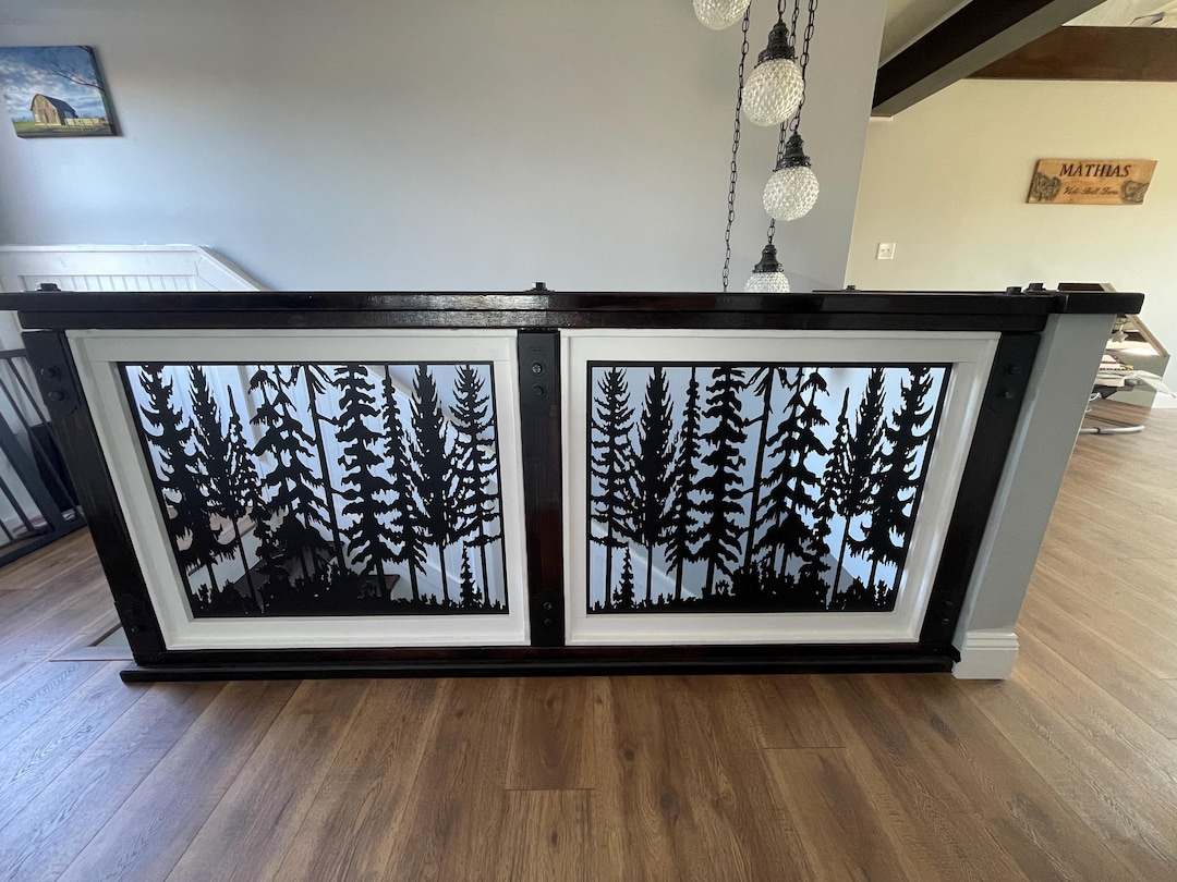 Decorative Rustic Railings, A Forest Landscape, Metal Panel Insert ...