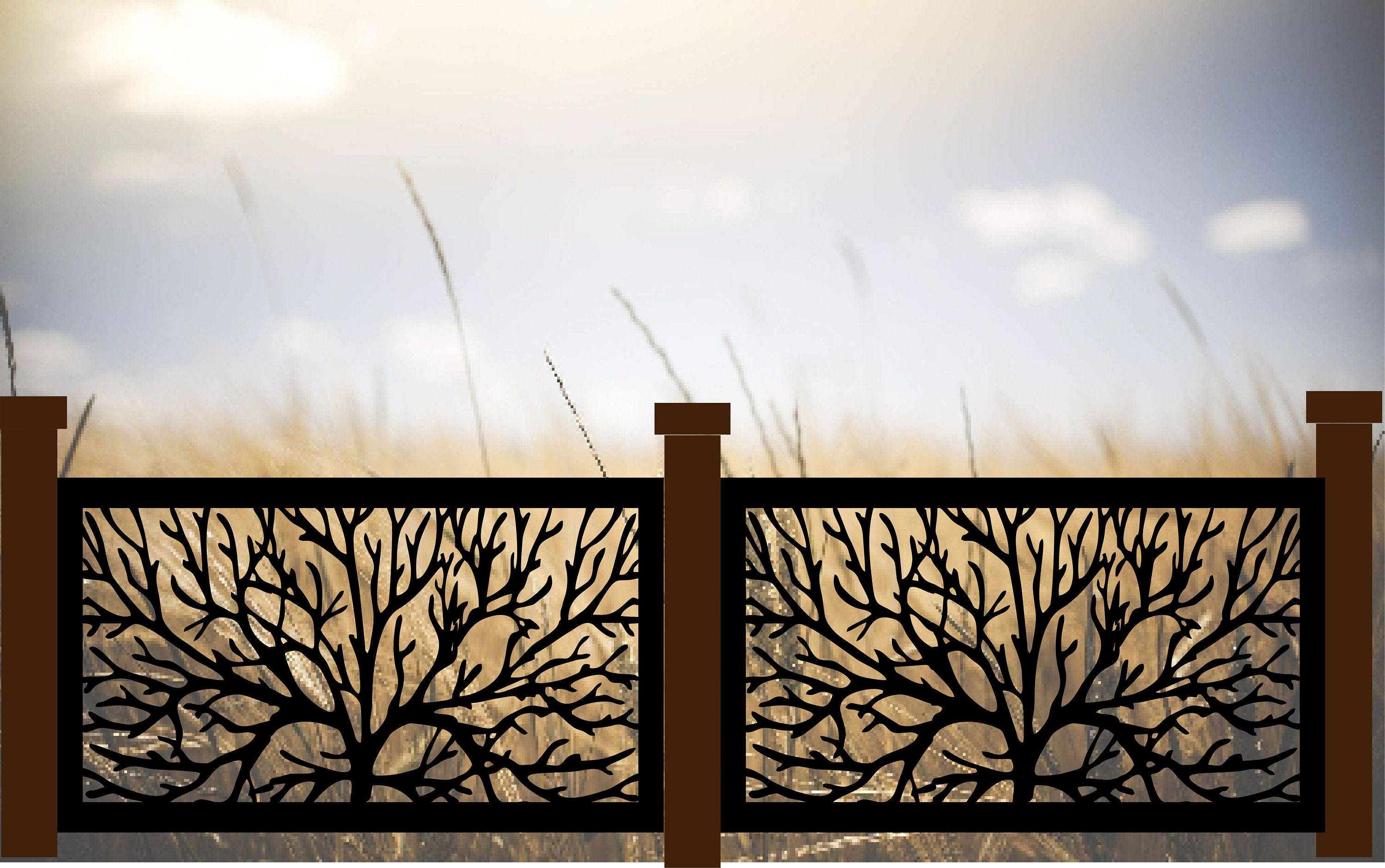 Tree Railing Insert, Metal Panel, Metal Privacy Screen, Fence ...