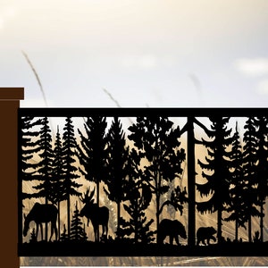 Decorative Rustic Railings and Decorative Metal Panel - Bear, Moose & Deer Panel - A Complete Wildlife Scene