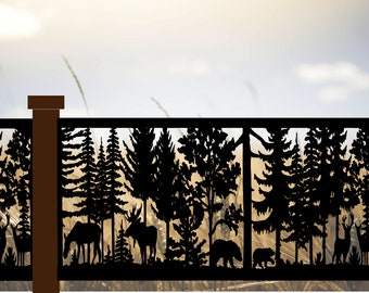 Decorative Rustic Railings - Bear, Moose & Deer Panel - A Complete Wildlife Scene