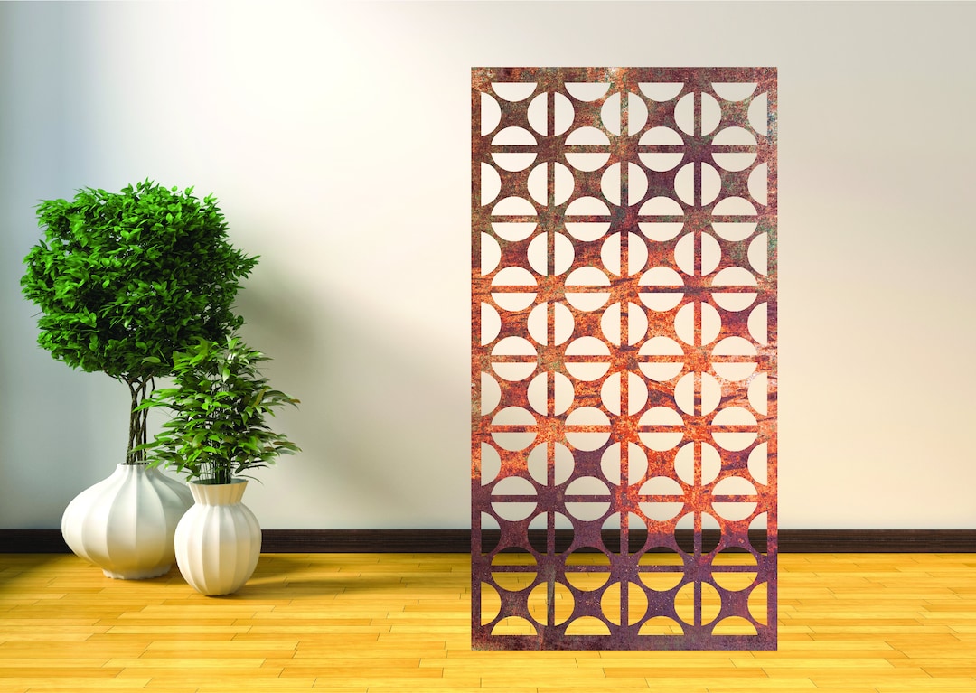 Rusty Patina Metal Privacy Screen, Geometric Wall Art Panel- TS91-1 - Etsy