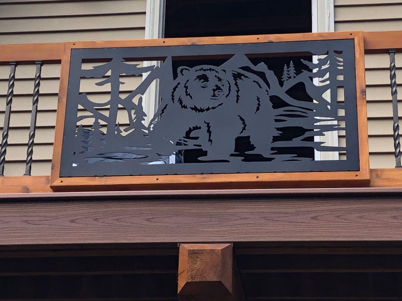 Wildlife Railing Rustic Bear and Mountains Wildlife Railing Insert - Etsy