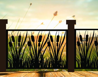 Decorative Rustic Railings, Cattail Panel, Metal Panel Insert, Staircase Railings, Balcony Panel