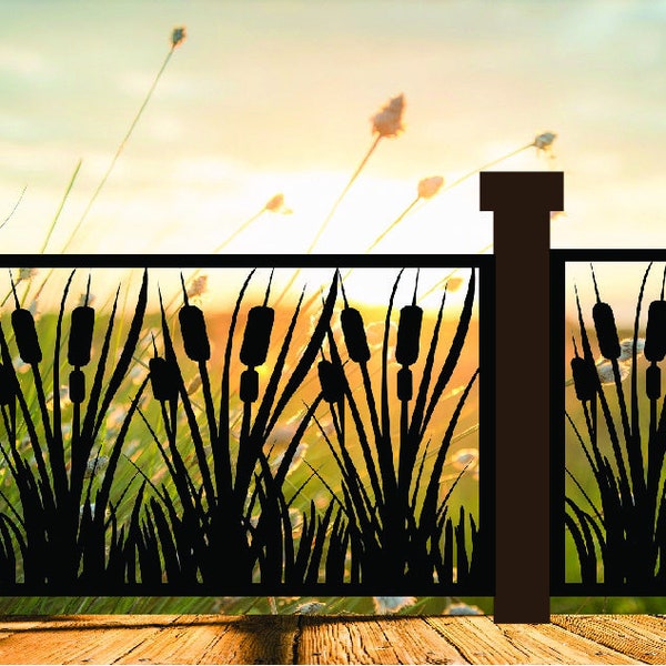 Decorative Rustic Railings, Cattail Panel, Metal Panel Insert, Staircase Railings, Balcony Panel