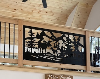 Rustic Moose, Calf and Mountains Panel Art