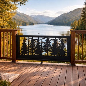 Decorative Rustic Railings, Metal Panel Insert, Staircase Railings,  Balcony Panels - Forest and Mountain Scene- MCD