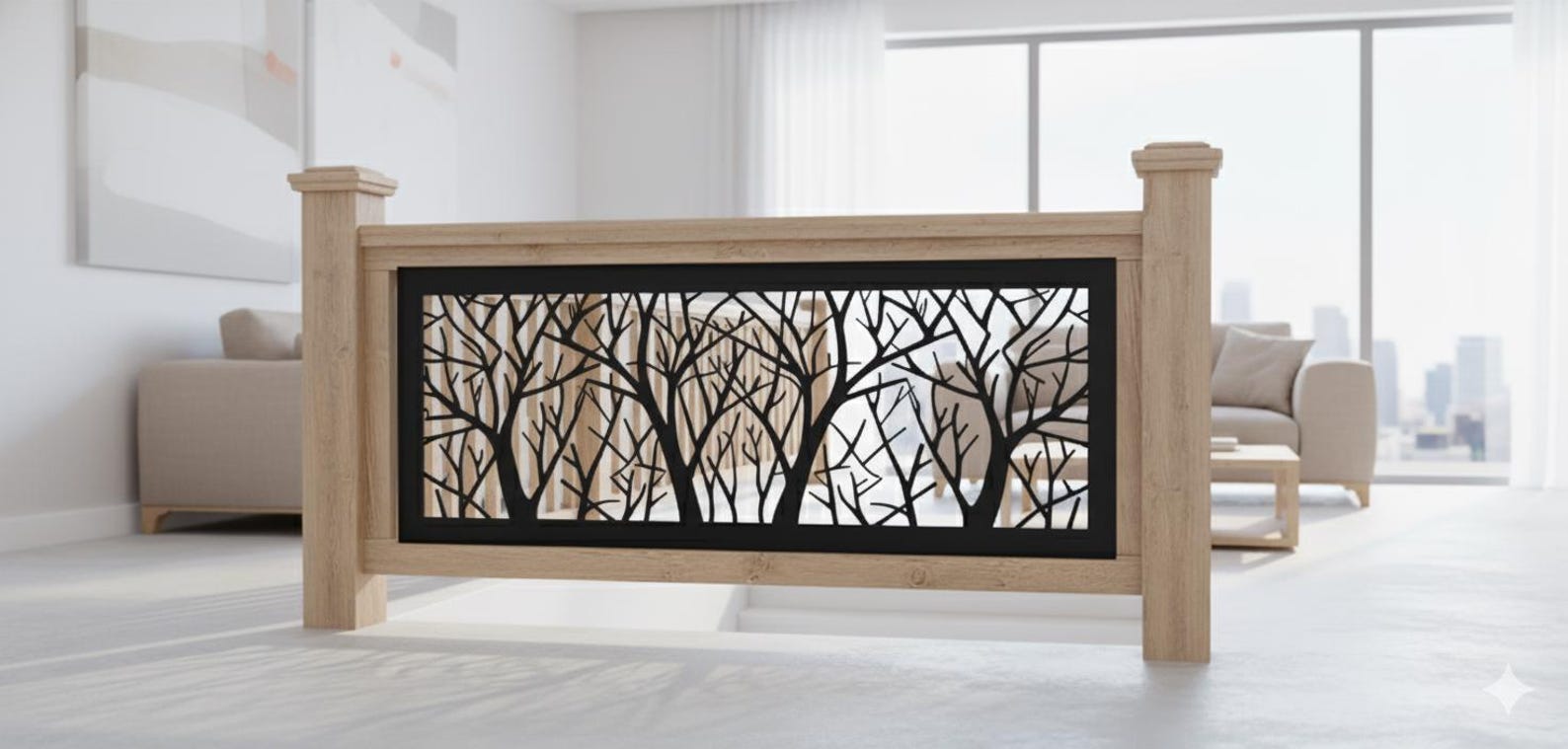 Tabor Screen Railing Insert Metal Railing Insert, Privacy Screen, Wall Art- Modern Tree - Etsy
